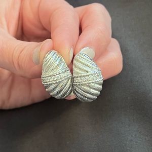 Judith Ripka Sterling Silver Diamonique Hoop Huggie Earrings